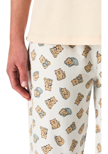 Penti Slow Today Pamuklu Pantolon Pijama Takımı Pastel Bej