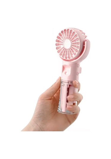Avuç İçi Taşınabilir Su Spreyli Şarjlı Mini Vantilatör El Fanı F4 Pembe