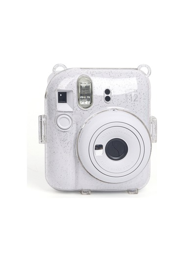 Instax Mini 12 Makine Uyumlu Beyaz Simli Pleksi Kılıf