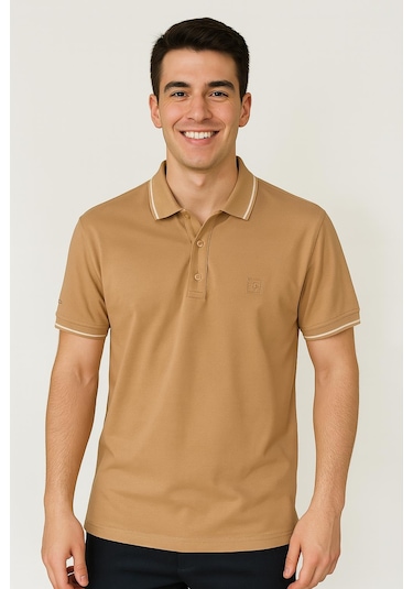 Zamur Men Slim Fit Erkek Kısa Kol Polo Yaka Tshirt - 7354 KİREMİT