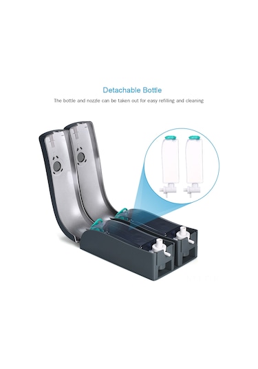 Xindoker Çift Başlı Duvar Sabunluk - Şampuan & Duş Jeli Dispanseri, 300ml, Deliksiz Montaj, Gri Cd-2049c Gri