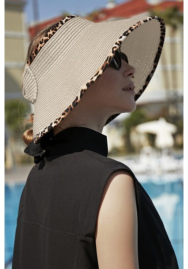 Remsa Katlanabilir Vizör Hasır Şapka Güneş Koruyucu Siperlik Rş-80 Leopar Biyeli Bej Bej