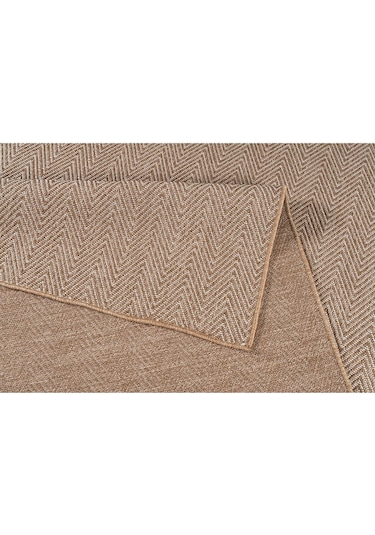 Srz-0503 Jüt Tabanlı Hasır Dokuma Örme Bohem Antialerjik Halı Kilim Balık Sırtı Kahverengi - Krem