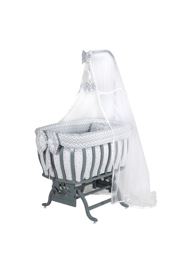 Setaymobilya Beşik, Fiyonklu Özel Seri Mdf Sallanan Beşik + Uyku Seti - Setay