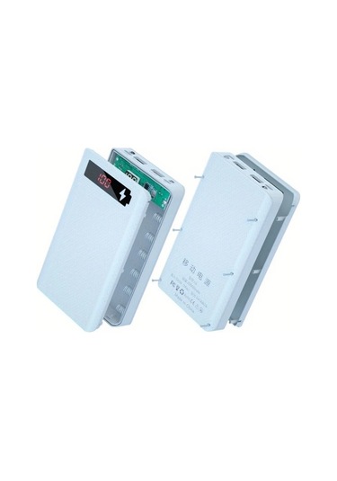 Honeybeeshop Beyaz L6 6 Hucreli 18650 Dıy Cikarilabilir Dis Kabuklu Tasinabilir Guc Bankasi Seti BEYAZ