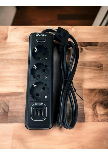 Akım Korumalı Grup Priz 3 Lü Ve 2'li Usb Şarj Portu 2500 Watt