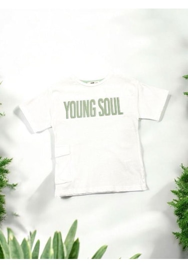 Çikoby Erkek Çocuk Pamuklu Young Yazılı Tshirt-14551 Beyaz