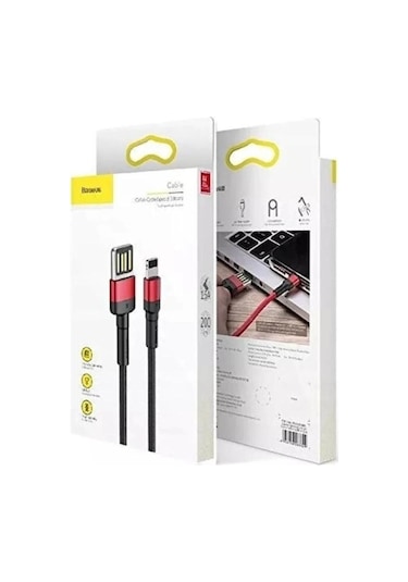 Baseus Cafule Calkfl-h91 2 Metre Apple Uyumlu iPhone Lightning Usb Kablo - 1.5a Hızlı Şarj, Kırmızı-siyah