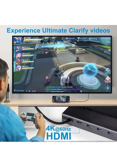 Xuweiwei Bwg01 Tpulwtop Steam Deck Dock Istasyonu 6si1de Usb C 4k60hz Hdtv 100w Pd Sarj 5gbps Usb A Gigabit Ethernet Rog Ally Legion Go Uyumlu