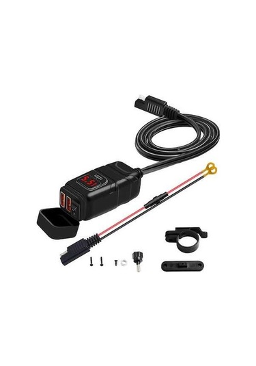 Pazly Çift Usb Motosiklet Hızlı Şarj Cihazı - Qc3.0, Voltmetreli, 12v Araç Şarj Aleti