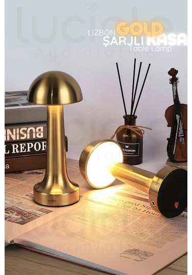 Ct-8429 Mantar Gold Şarjlı Dokunmatik 3 Renk Ayarlanabilir Masa Lambası Diğer