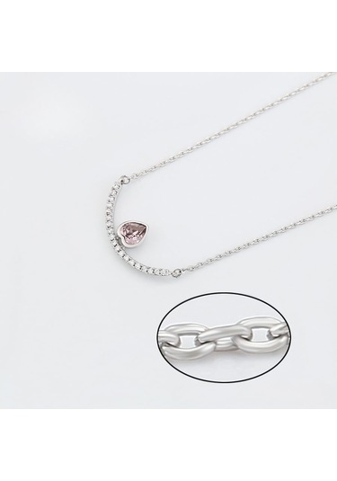 Damla Taşlı Smile Tasarım Platin Kaplama Kadın Kolye Silver