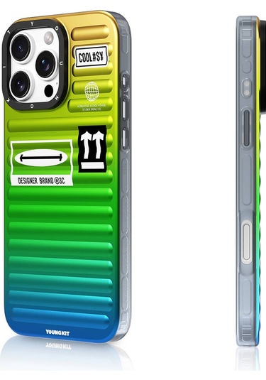 İphone 16 Pro Uyumlu Kılıf Renk Geçişli Youngkit The Secret Color Serisi Kapak Yeşil