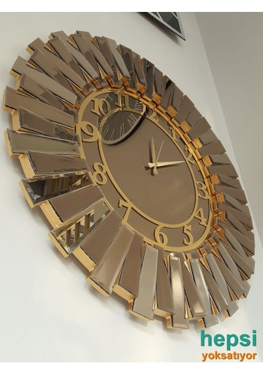 Güneş Golden Latin Bronze Altın Bronz 85 Cm Aynalı Duvar Saati