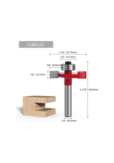 Suofeng Ahşap İşleme T Tipi Milling Ucu, 1/4 Uç, Toplu Kesici, Kenar Düzeltici, 8'li Set 1/4 1/2
