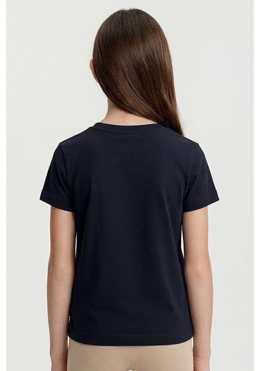 Lacivert O Yaka Standart Fit Basic Unisex Çocuk T-shirt - 11328 Lacivert