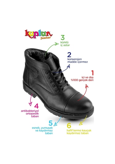 Kaptan Junior Içi Kürklü Hakiki Deri Kışlık Erkek Bot Mfre 235