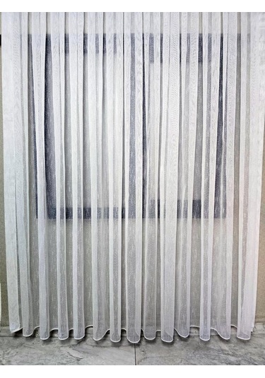 Nokta Çizgi Desenli Şık Tül Perde Ekru 1 E 3 Pileli Et5003santuk