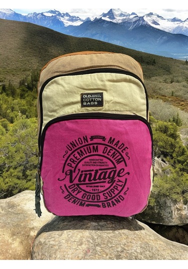 Kaliteli Vintage Disayn Sırt Gezi Çantası New Patchwork 5017 Pembe