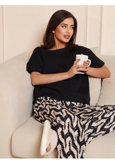 Aran Brand Büyük Beden Ev Tipi Yılbaşı Takımı Pijama 320846785 Siyah