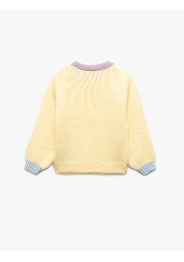 Koton Uzun Kollu Bisiklet Yaka Renk Bloklu Triko Kazak Sarı 6wmg90022ht Sarı