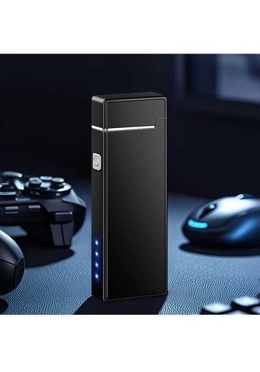 Trendooze Siyah Şarj Edilebilir Rüzgar Geçirmez Plazma Çift Arklı Çakmak Kamp Barbekü Hayatta Kalma Kiti Siyah