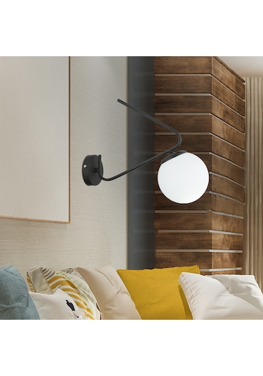 Mildred Siyah Duvar Lambası Yatak Odası-Yatak Başı-Banyo İçin Modern Aplik Siyah