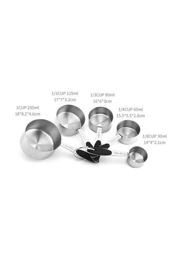 Siyah 10 Adet Paslanmaz Kepçe Ölçüm Çelik Kahve Tozu Kek Kapları Kaşık Aletler Set Measuring Cup + Spoon Siyah