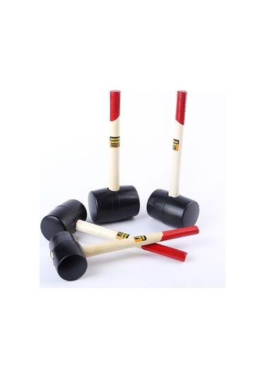 Besthome1 Ahşap Saplı, Yuvarlak Uçlu 1000g Lastik Çekiç - Şok Emici, Dayanıklı