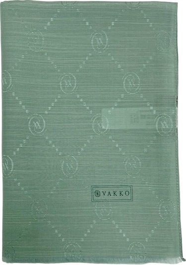 Vakko Pamuk İpek Şal - Monogram - Mint - Mint