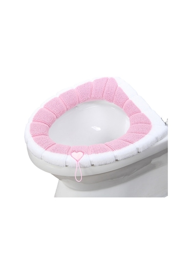 Saplı Tuvalet Paspası, Sıcak Ve Kalınlaştırılmış Klozet Kapağı - Pembe