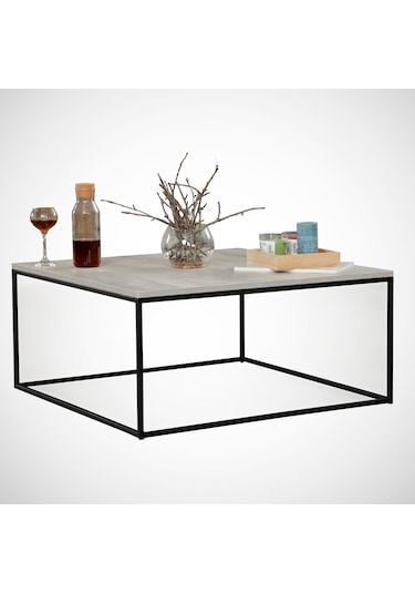 Poly Orta Sehpa Metal & Orta Masa Deniz Meşe /Metal Ayaklı Sehpa