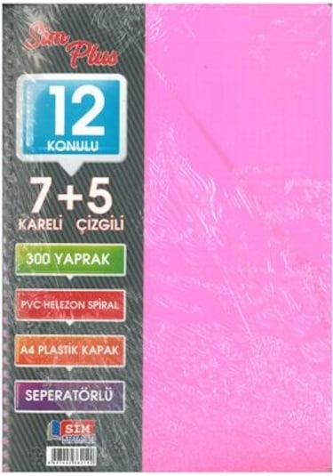 Sımplus A4 7+5 300 Yp Plastik Kapak Ayraçlı Defter Pembe