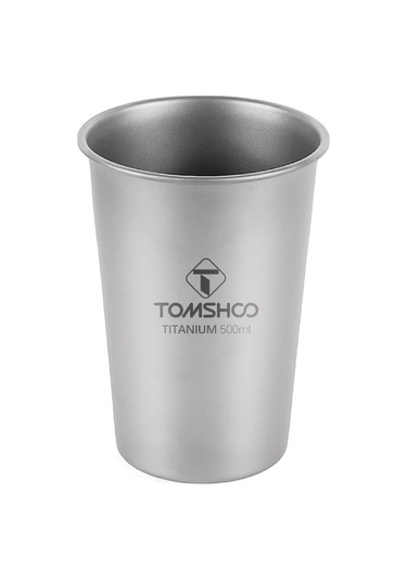Tomshoo Hafif Ve Dayanıklı Saf Titanyum Kamp Bardağı - 500ml Gümüş Gümüş