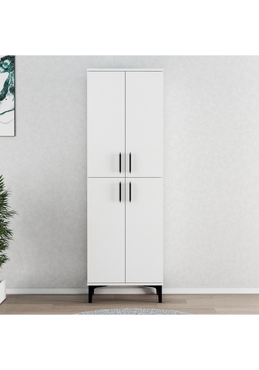 Ferniso Mobilya 4 Kapak 6 Bölmeli Ayakkabılık Full Beyaz