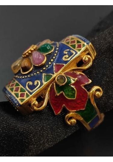 925 Ayar Gümüş Mine İşlem Yüzük 251 Altın