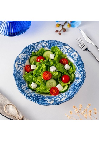 Fecra Vintage Blue Kase 25 Cm Beyaz - Mavi