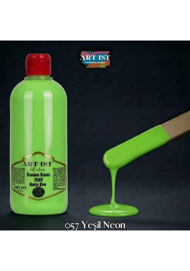 Kendinden Vernikli Plus Vernikli Akrilik Boyalar - 057 Yeşil Neyon Ahşap, Taş Tozu, Hobi, Dıy 057 Yeşil Neon