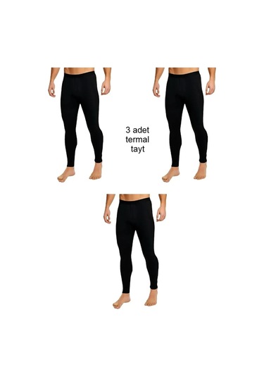 3'lü Kışlık İçi Şardonlu Termal Tayt Siyah