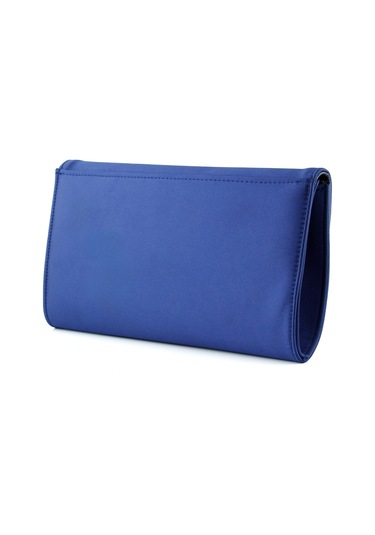 Erkan Saçmacı Lacivert Saten Zincir Askılı Manyetik Kapaklı İç Cepli Zarif Abiye El Çantası Lacivert