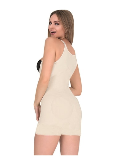 Form Time Kadın Fermuarlı Agraflı Askılı Kısa Paça Body Korse Beyaz