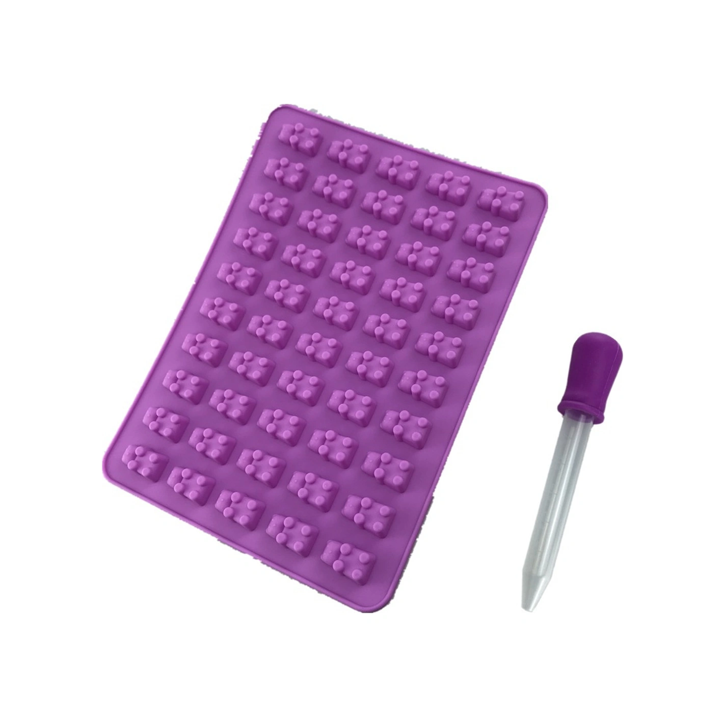 Lemestar Yeşil 50'li Ayı Şekilli Silikon Kalıp Seti: Jeleler Ve Buzluklar İçin 1 Kalıp + 1 Damlatici - Ev Kullanıma Kolay Ve Dayanıklı Çok Renkli