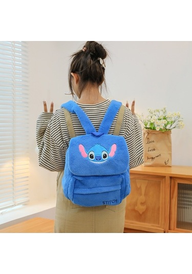 Maoyaya Karikatür Hafif Peluş Sırt Çantası Stitch Desenli Koyu Mavi koyu mavi