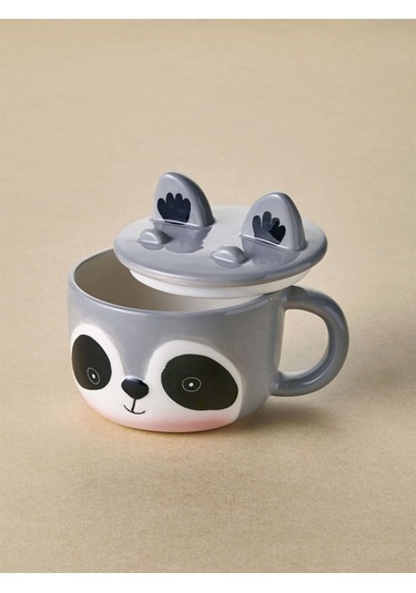 Rakun Kapaklı Kupa 330 Ml Gri