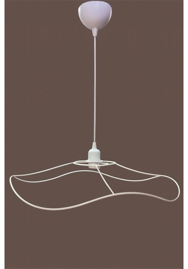 Papatya Avize Teli , İskeleti 50x10 Cm Beyaz Statik Boyalı Duy Takımı Dahil Beyaz