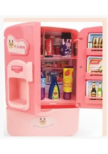 Symbee Çocuklar İçin Eğlenceli Ve Eğitici Pembe Çift Kapılı Buzdolabı Oyuncağı, 3 Yaş Üstü İçin Uygun, Abs Malzeme.