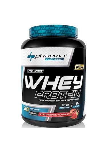 Whey Protein 900 Gr Çilek Aromalı Protein Tozu 24 Gram Protein 30 Servis