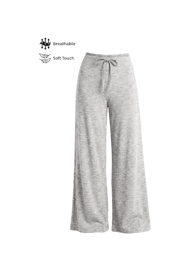 Cottonhill Gri Melanj Viskon Basic Yüksek Bel Bol Paça Bağcıklı Kadın Pantolon Cottonhill Gri Melanj Viskon Basic Yüksek Bel Bol Paça Bağcıklı Kadın Pantolon