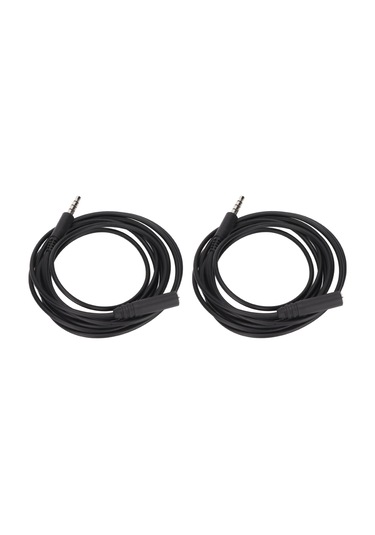 Konesam 2 Adet 2m Siyah 3.5mm Trrs Kulaklık Uzatma Kablosu - Mikrofon Desteği, Stereo Ses, Aux Uyumlu Oksijenli Bakır + Tpe
