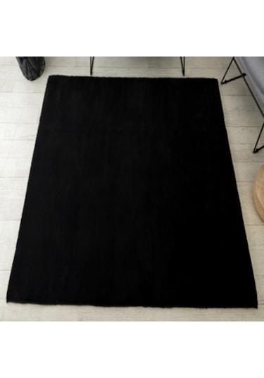 Tappeto Re x  Tavşanı Post Halı Siyah (22 mm Tüy)-80 x 150